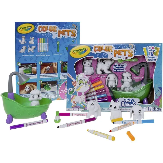 Set Juguetes Crayola Color Pets Pinta Y Bañalos Con Bañera