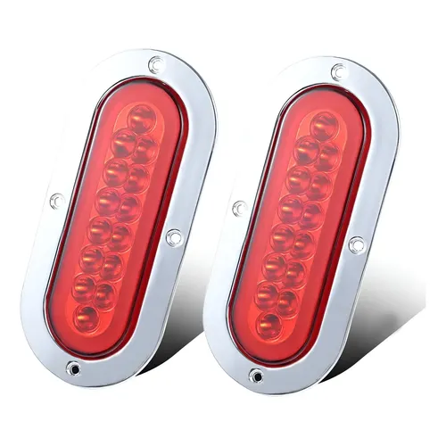 Kit De 6 Luces LED Ovaladas Para Remolque - 4 Rojas Y 2 Blancas De 6 Pulgadas, Impermeables IP65, Incluye Ojales De Montaje