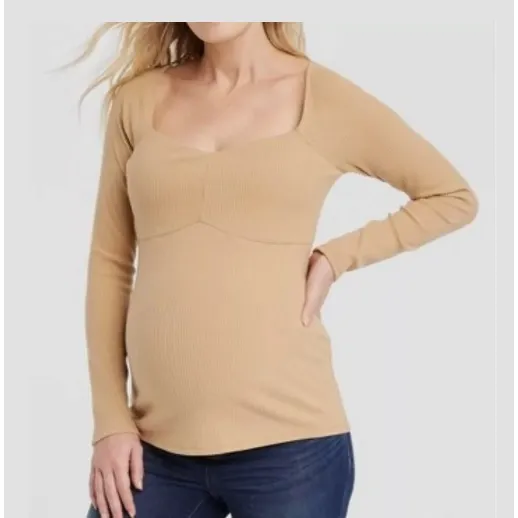 Blusa Maternal - Maternidad Mujer Manga Larga Talla L Beige