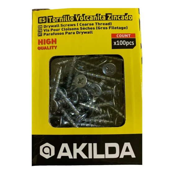 Tornillo Volcanita Zincado 6x1 5/8  100pcs Akilda 