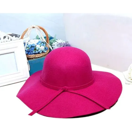 Chapéu Feminino Modelo Floppy Boho De Feltro Aba Grande