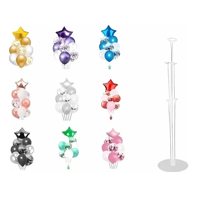 Set De 9 Globos Decoracion Estrella + 1 Base Soporte De 70cm