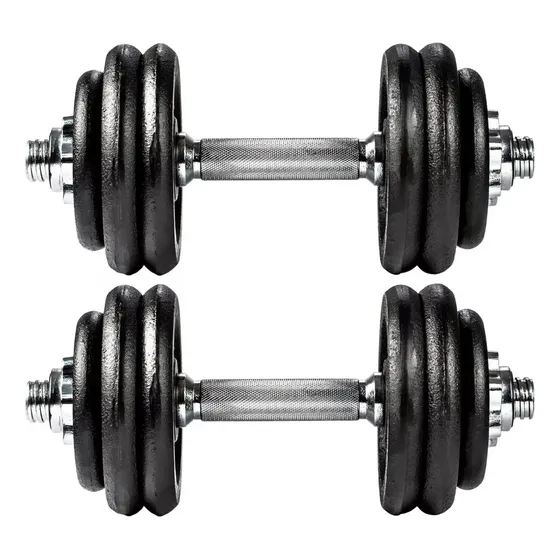 Par Mancuernas Macizas C/ Tope A Rosca + 20 Kg Discos Macizo Color Cromadas - 4 de 5 kg