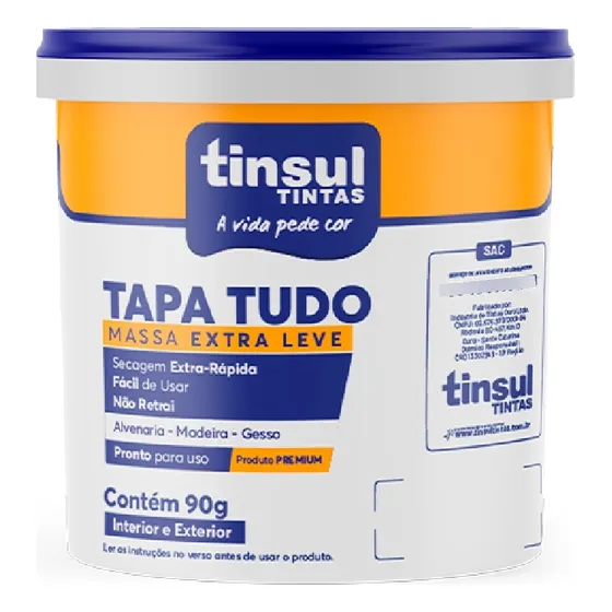 Masilla Enduído para Construcción Tapa Tudo Tinsul Tintas de 90g