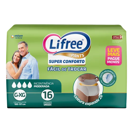  Unicharm fralda calça geriatrica lifree g xg pack 16 unidades