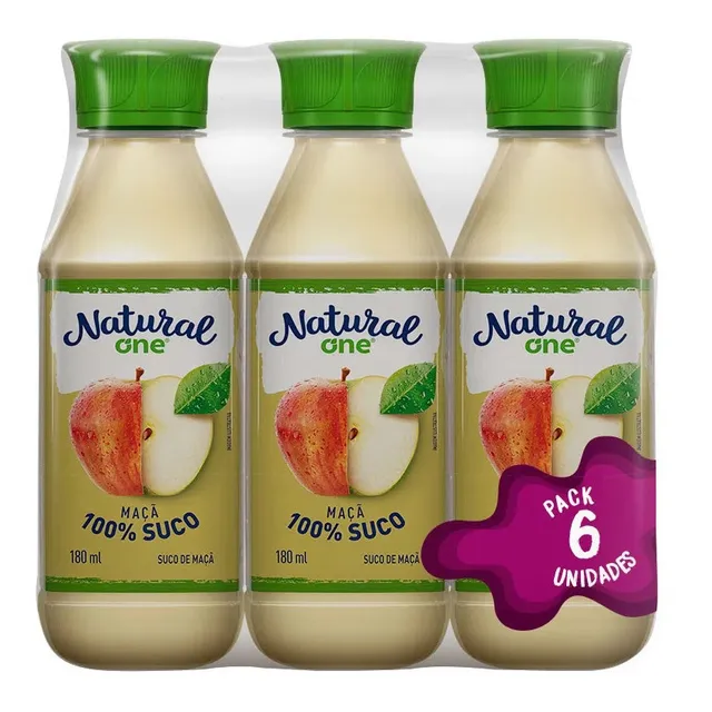 Suco de maçã Natural One Ambiente líquido sem glúten 180 ml pack x 6
