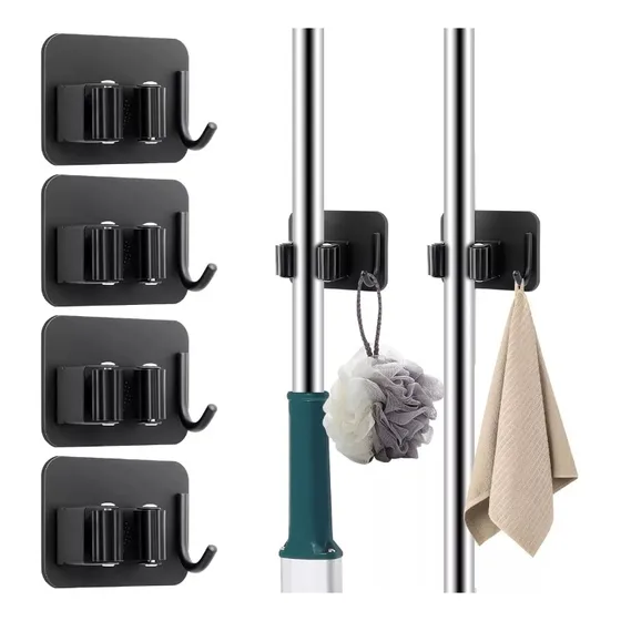 Soporte Para Escoba Trapero Con Autoadhesiva Colgador Abs