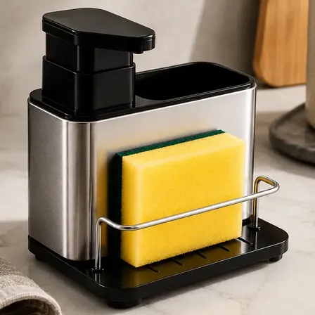 Porta Detergente Inox Dispenser Sabão Líquido Organizador Pia Cozinha