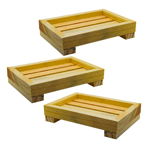 03 Saboneteira Mini Pallet De Madeira Para Sabonete