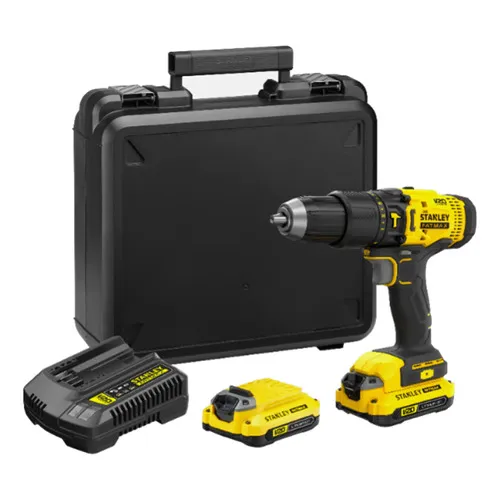 Kit Taladro Percutor 20v+2 Bats+maleta Stanley Scd711c2k-b2 Color Amarillo/negro