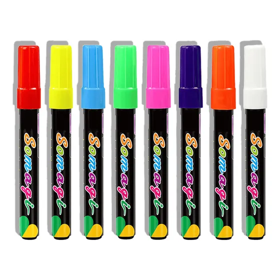 8u Lápiz De Tiza Líquida Iluminador Pizarra Fluorescente