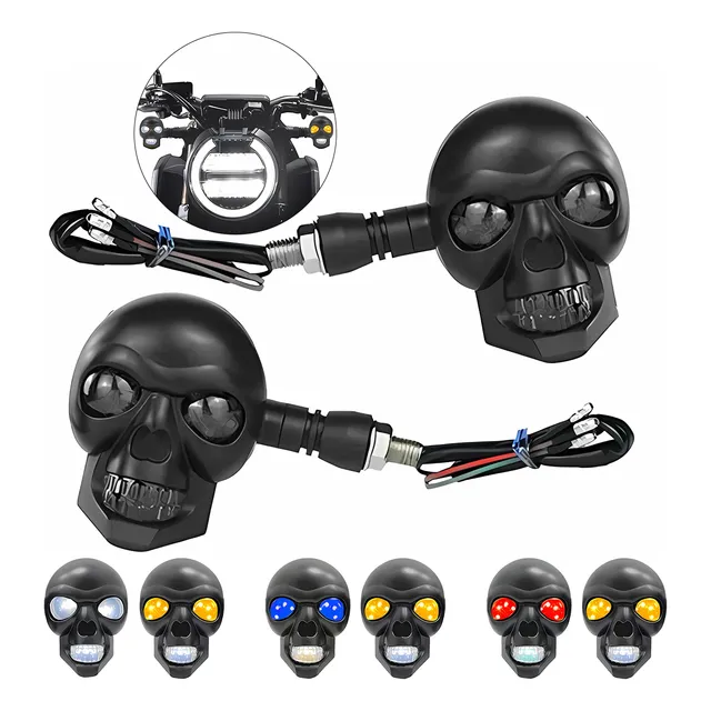 Direccionales Led Para Moto Intermitente De Calavera 12v 3d
