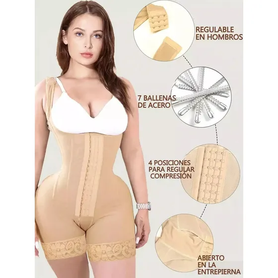 Faja Body Reductor Estilo Colombiana C/ Ballenas Eleva Busto