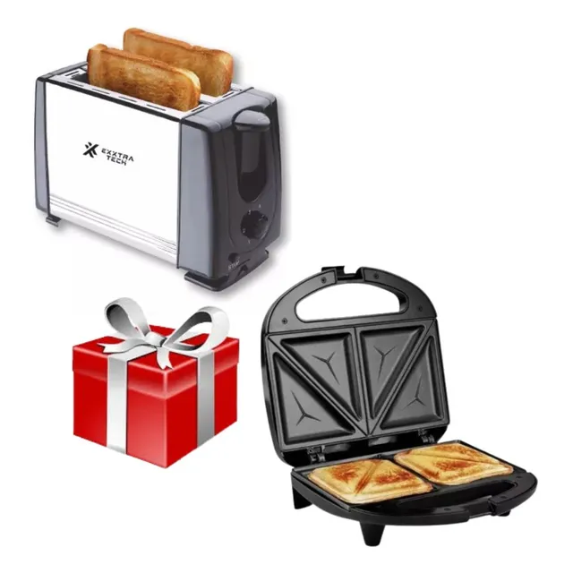 Combo! Tostadora Eléctrica 2 Panes + Sandwichera + 1 Regalo