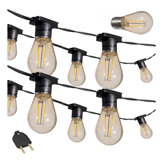 Varal De Luz Led Filamento 30 Metros Com Lâmpada Inquebrável