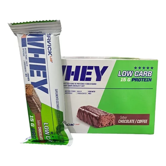 Whey Protein Bar Low Carb Mervick X 12 Sabor Chocolate Cafe