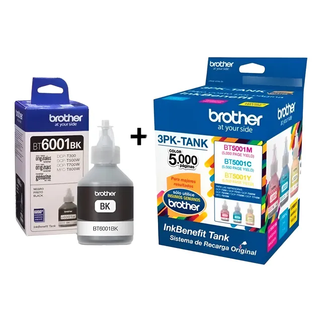 Pack Tintas Brother Original Bt6001bk, Bt5001 (c-m-y)