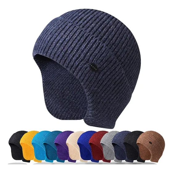 Gorro De Terciopelo De Conejo Con Orejeras Para Invierno Azul Marino Talla Única