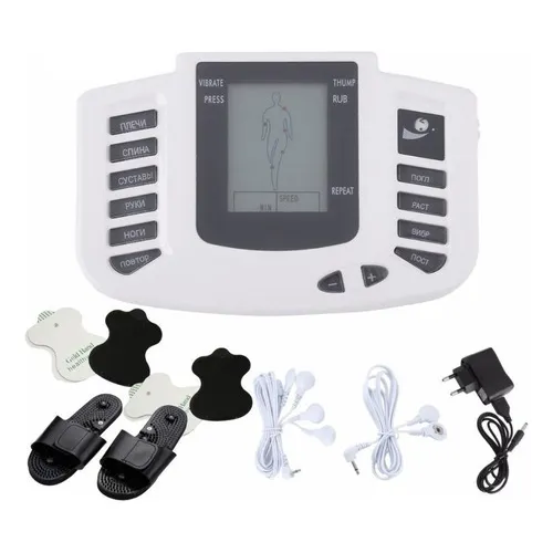 Estimulador Muscular Eléctrico Tens 8 Parches Tonificador