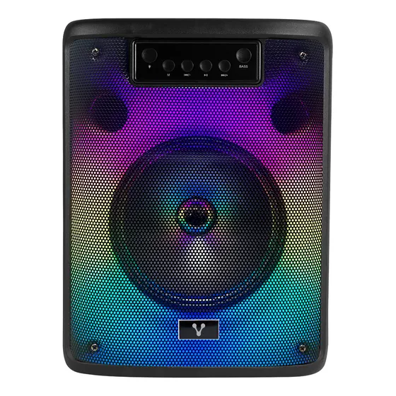 Bocina Karaoke Portátil Vorago KSP-303 - 10W Potencia - Bluetooth 5.3 - Micrófono - Luces RGB - USB/SD/AUX/FM - Batería 4h - TWS - Ideal Fiestas y Reuniones