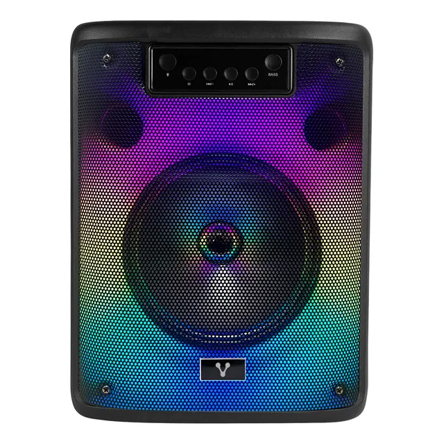 Bocina Karaoke Portátil Vorago KSP-303 - 10W Potencia - Bluetooth 5.3 - Micrófono - Luces RGB - USB/SD/AUX/FM - Batería 4h - TWS - Ideal Fiestas y Reuniones