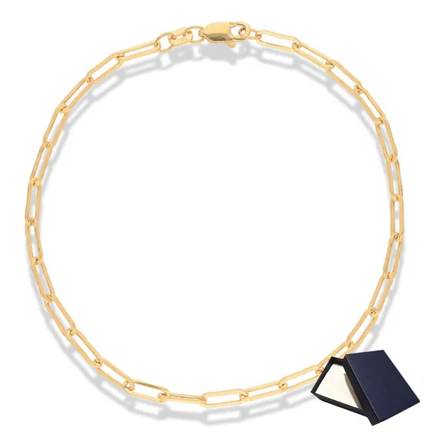 Pulso Esclava Pulsera Paperclip Clip Paper Clip Oro 14K 14 Kilates 3mm 18cm Oro Puro 14k 14 Kilates Mujer Dama Regalo Brazalete Oro Joyería Fina Oro 14k Regalo Novia 14k