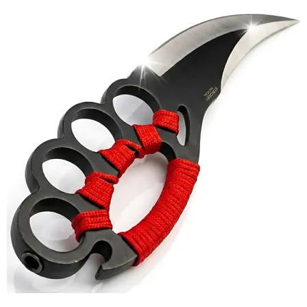 Faca Soco Inglês Tática Caça Pesca Camping Adaga Lâmina 14cm Soco Inglês / Karambit Preto E Vermelho