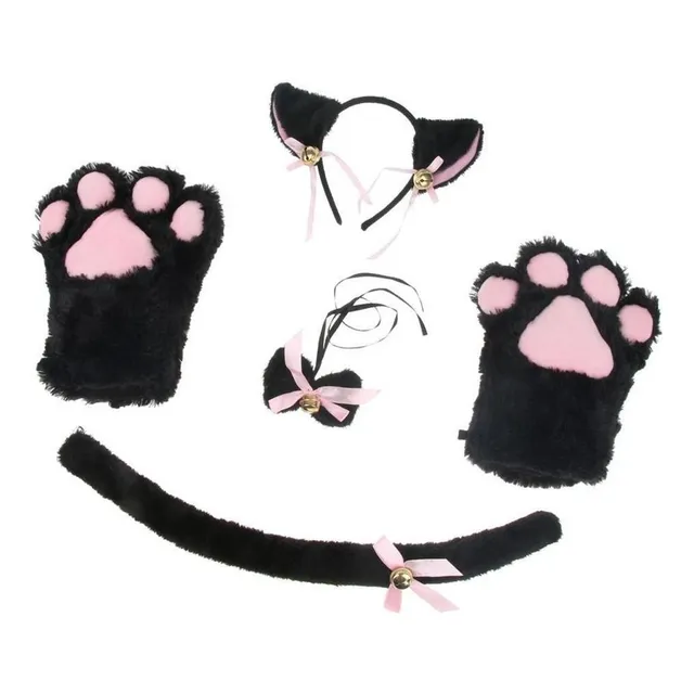 .. Set De Accesorios De Cosplay Gato Felpa Guantes Gatito Oreja