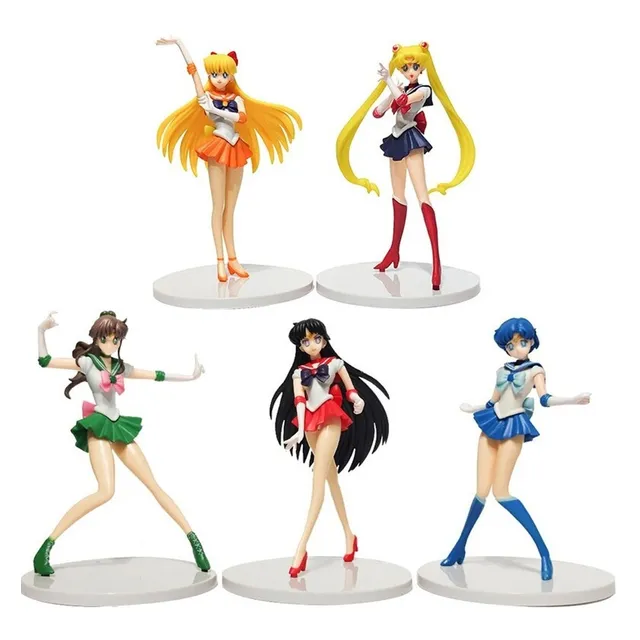 Figuras De Sailor Moon Colección De 5 Piezas 17cm Pvc Anime 