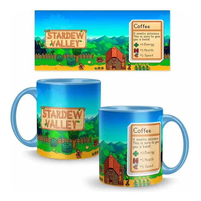 Taza De Cerámica De 11oz Stardew Valley Stats Skills Coffee