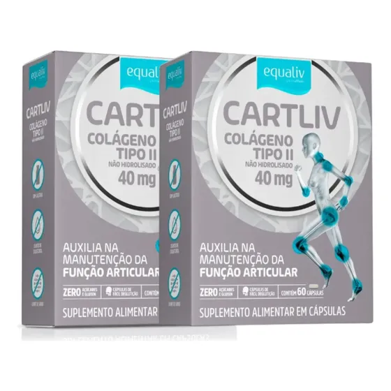 Kit 2 Cartliv Colágeno Tipo 2 Não Hidrolisado 40 Mg Equaliv