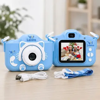 Câmera Infantil Gatinho Rosa Digital Foto Filma Fotografa Azul-celes