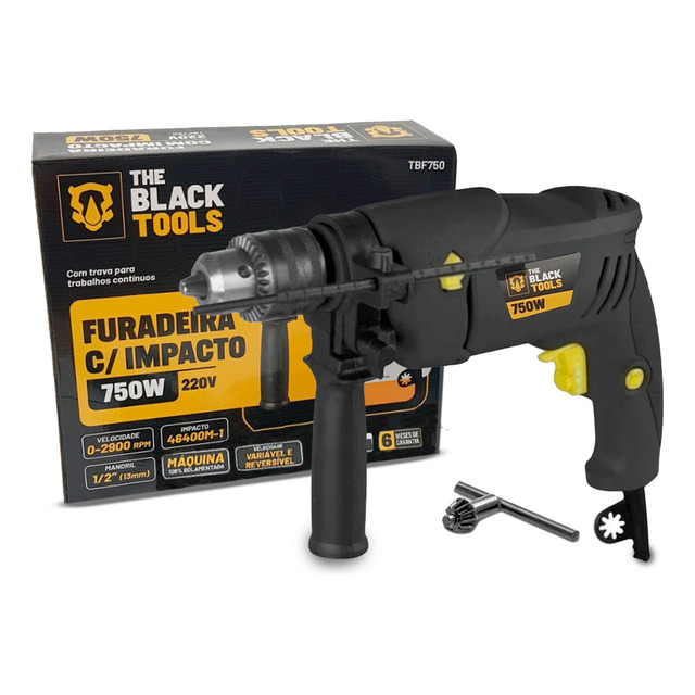 Furadeira De Impacto Profissional 1/2 Pol 13mm 750w Tbf750 The Black Tools Furadeira De Impacto Profissional 1/2 Pol 13mm 750w Tbf750 The Black Tools