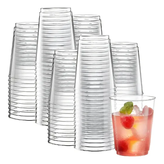 100 Set Vasos Desechables Vaso Plastico Vaso Vasos Cerveceros Vaso de Bebida Vaso Plastico Vasos de Plasticos Vaso Descartable Vaso Mediano 70z 210ml