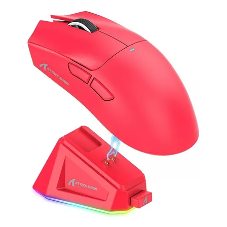 Mouse Gamer Inalámbrico Attack Shark X11 Con Base Red