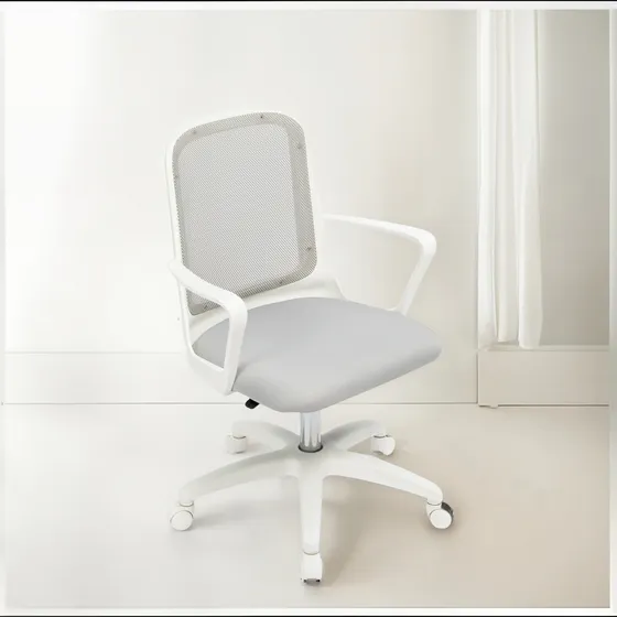 Sillon Ejecutivo Oficina Home Office Fresa Base Blanca Plana Color Blanco Material del tapizado Tela/Mesh