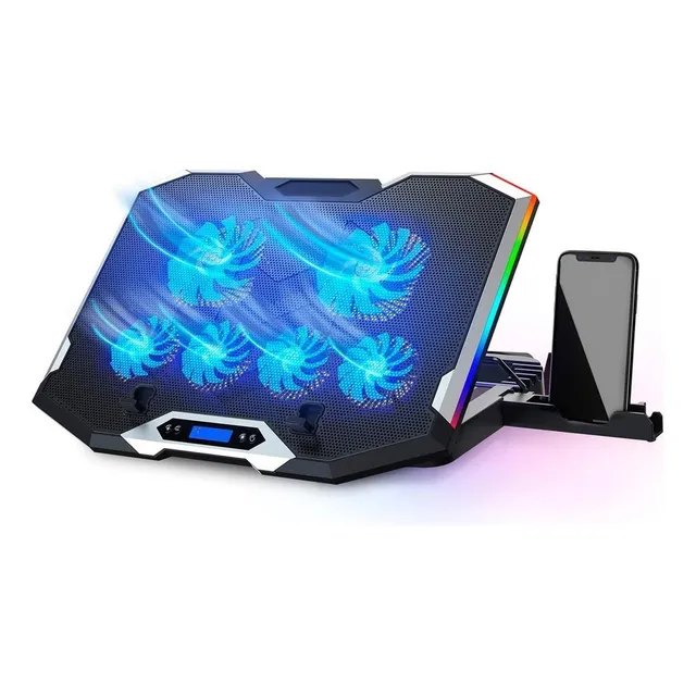 Base Cooler 6 Ventiladores Enfriador Notebook Lcd Luz Rgb Color 52049