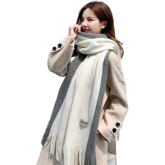 Último Modelo, Bufanda De Moda, Bufanda Térmica, Dos Colores Color Gris Y Blanco Diseño De La Tela Acrílico
