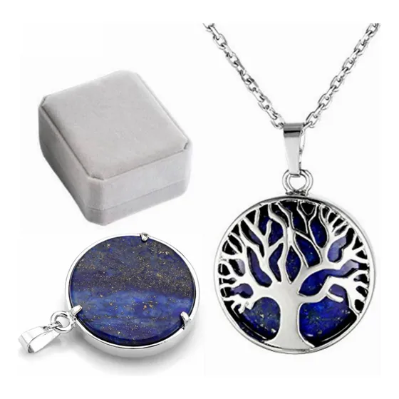 Collar Lapislázuli Arbol De La Vida Raices Cadena Plata 925