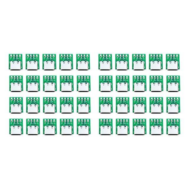 20 Unidades De Conector Fêmea Usb C Breakout Board Com Pcb C