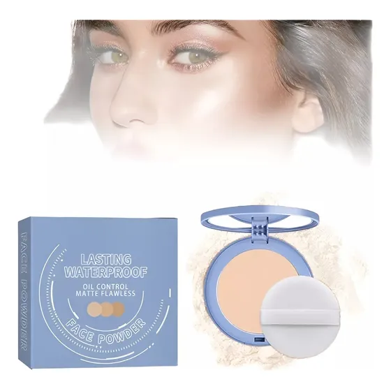 Base Polvo Compacto Oxyglow Control de Aceite Mate, Maquillaje Duradero Con Harina Impermeable, Adecuado Para Cosméticos Femeninos Sin Defectos (02, 0.35Oz)