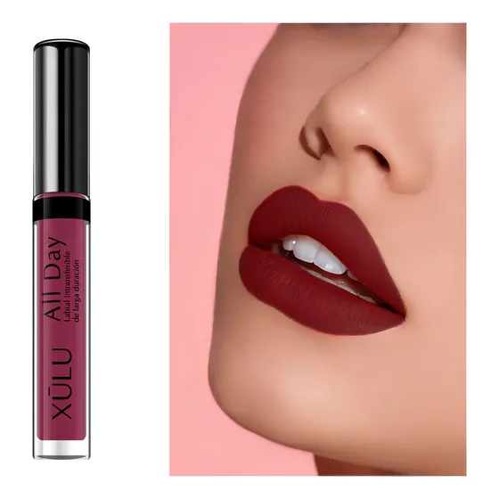 Labial Líquido Intransferible All Day Larga Duración Z249 Acabado Mate Color 06 - Bordó