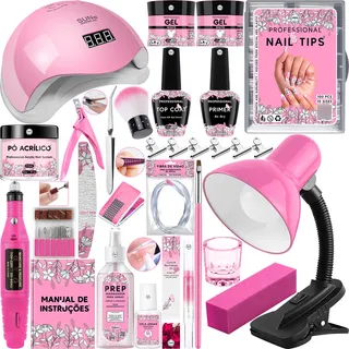Kit Alongamento Unha Gel Cabine Lixadeira Elétrica Luminåria Kit Alongamento Unha Gel Cabine Lixadeira Elétrica Luminåria