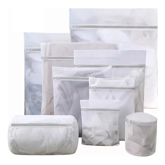 Set De 9! Blanco Malla Bolsa Para Lavar Ropa Lavadora