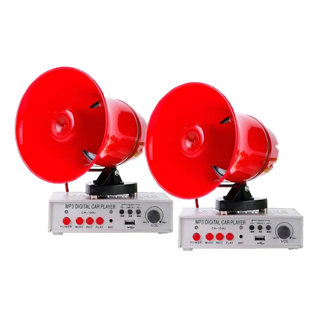 X2 Megáfono Altavoz Auto Mp3 Usb 12/24v Con Grabador De Voz