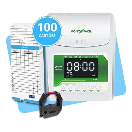 Máquina De Bater Ponto Cartográfico + 100 Cartões Universal Branco 110v/220v