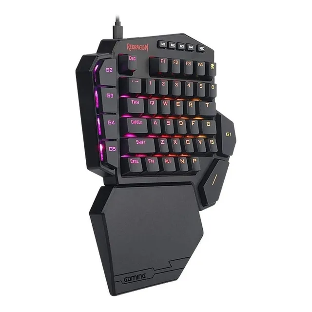Teclado de una mano gamer Redragon Diti Outemu Blue color negro con luz RGB