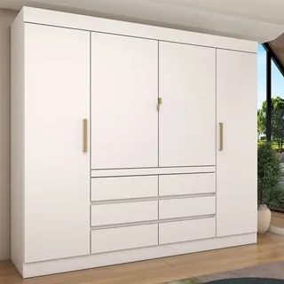 Panorama Móveis Guarda roupa Casal Luxúria 4 Portas 6 Gavetas BrancoP