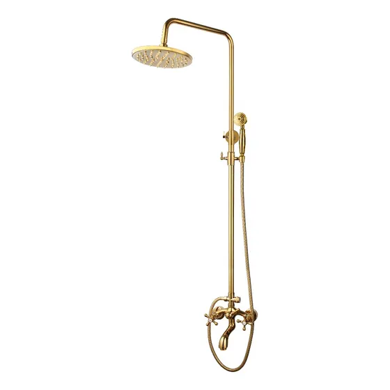 Regadera Baño Antiguo Columna Lluvia Grifo Redonda Oro Gold Color Orp