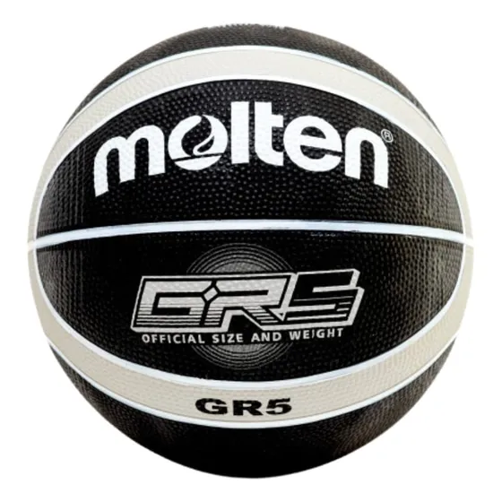 Pelota De Básquet Molten N°5 Mod. Gr5x De Caucho Negro/gris Negro